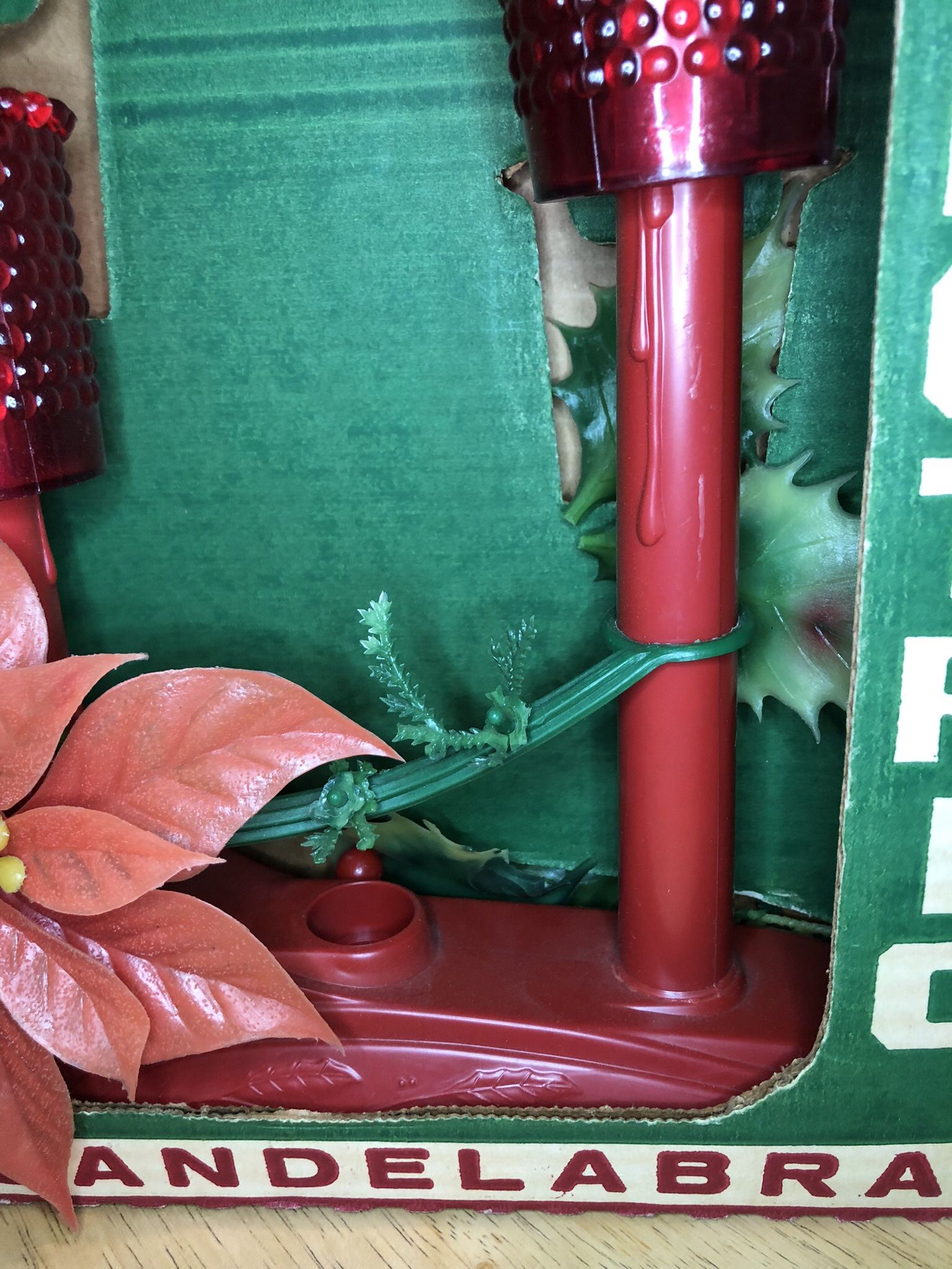 3 Vintage Christmas Red Candelabra In Box Beacon Electric #3720