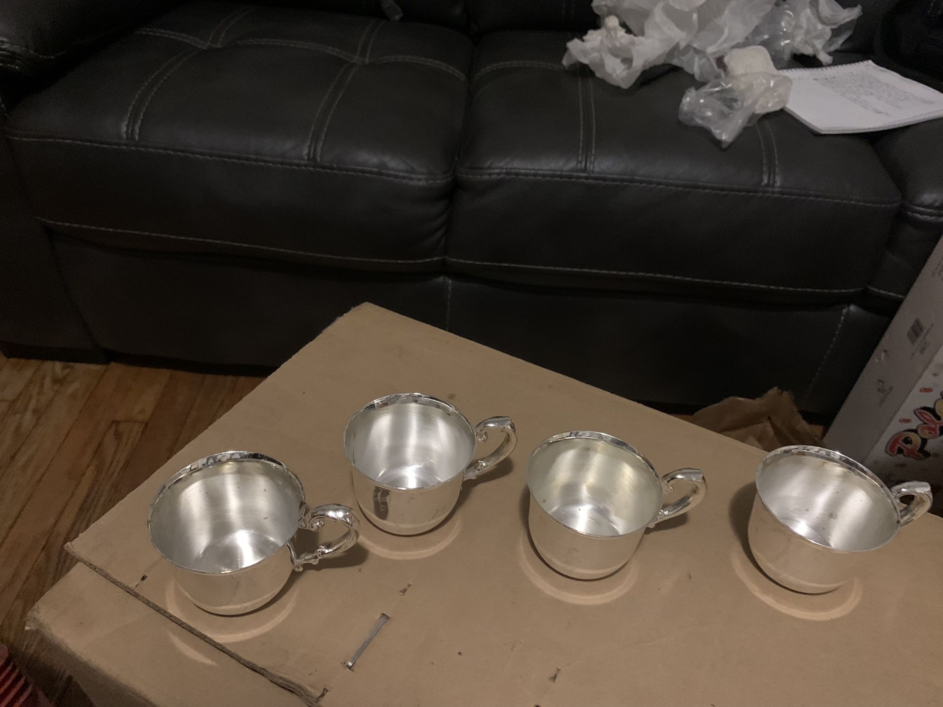 4 Sliver Tea Cup Nice Size