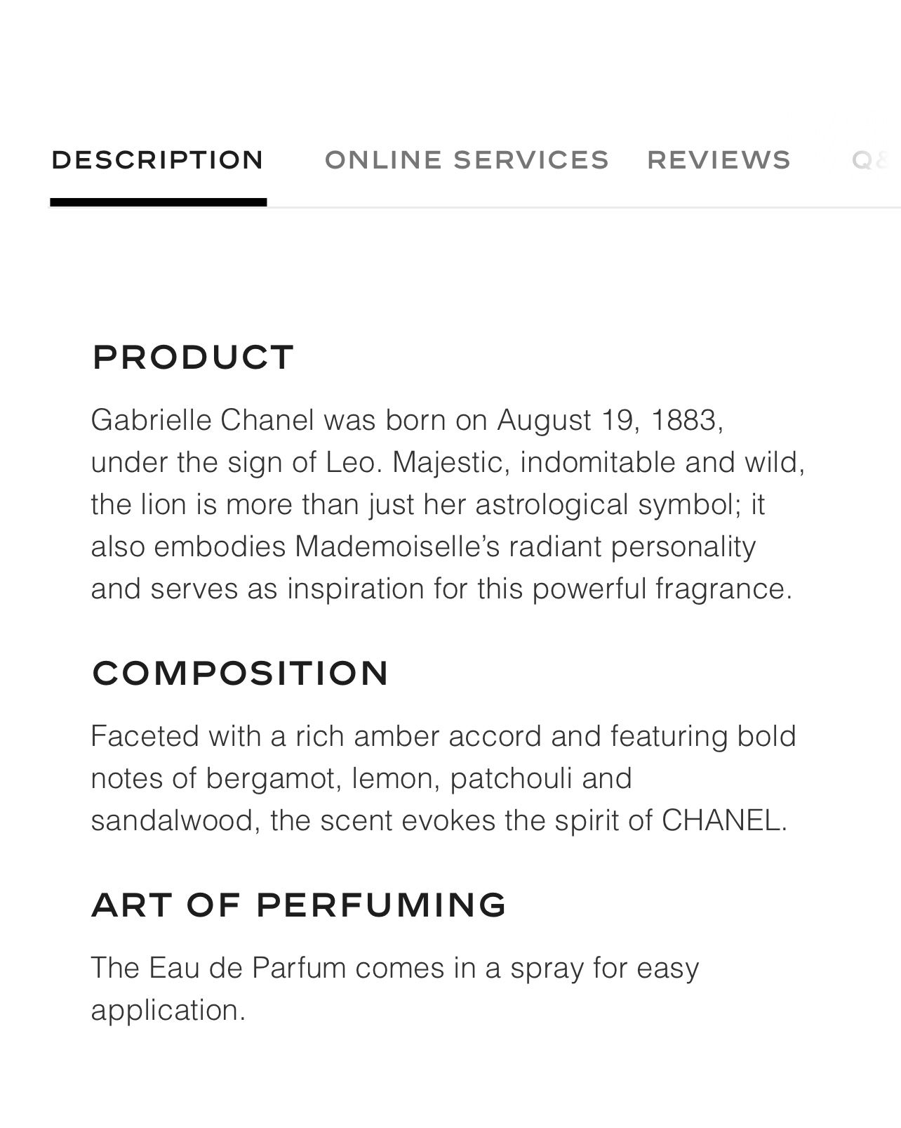 LE LION DE CHANEL Perfume