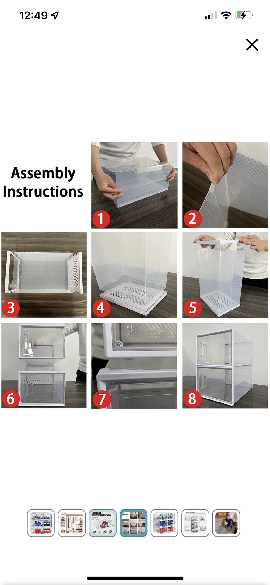 NEW IN BOX PRICE IS FIRM XL Shoe Storage Boxes, 6 Pack Shoe Boxes Clear Plastic Stackable, Shoe Organizer for Closet, Space Saving Plastic Foldable Sh