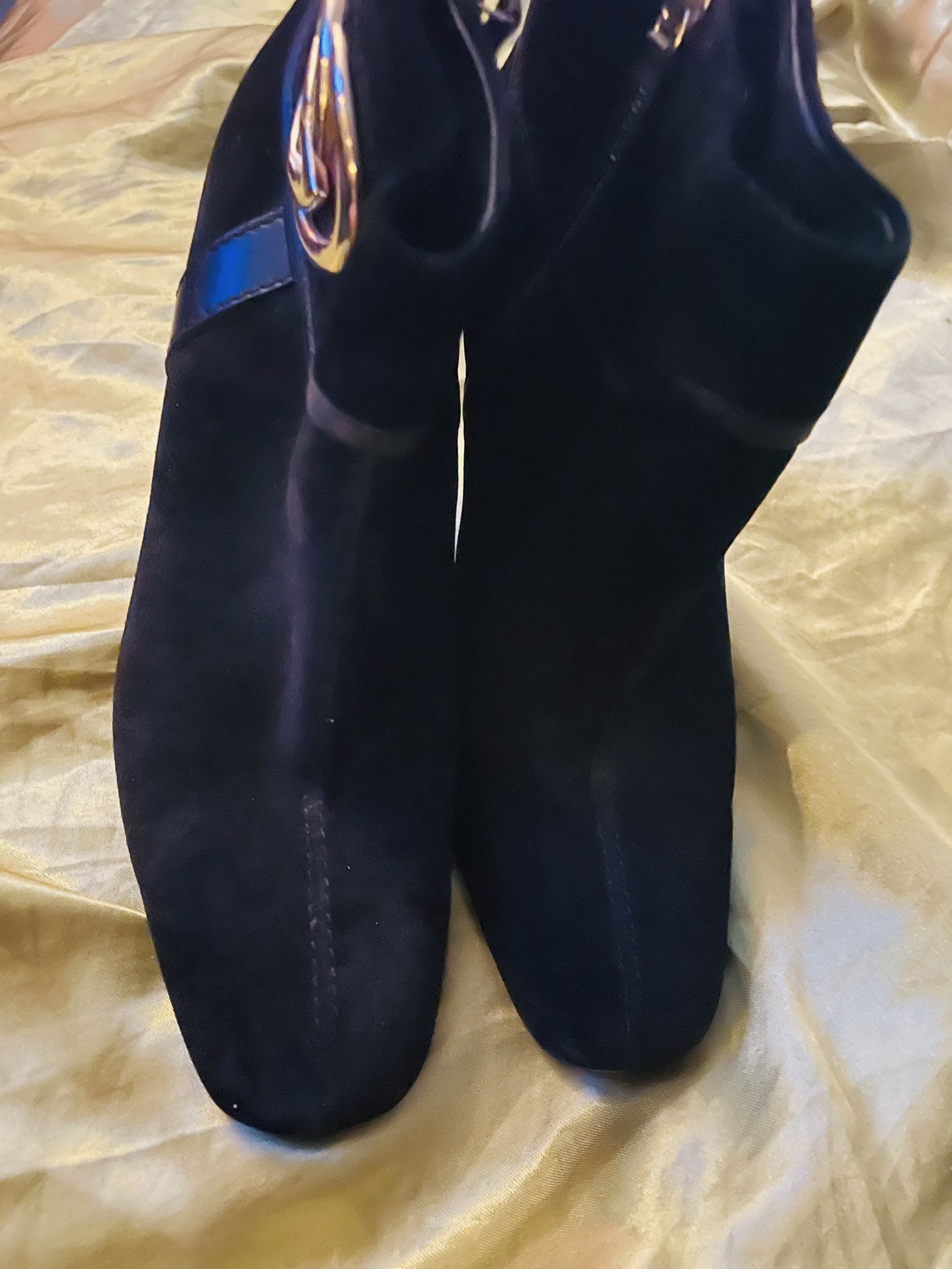Authentic Black Suede Velvet GUCCI ankle Boots Size 7B