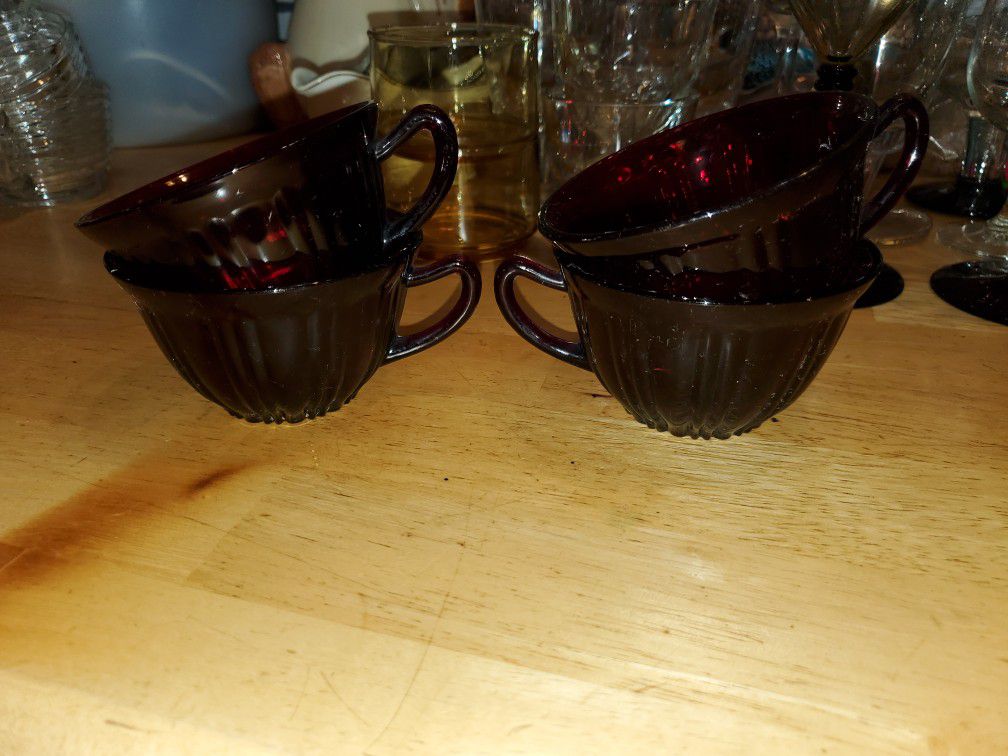 Red Tea Cup Set