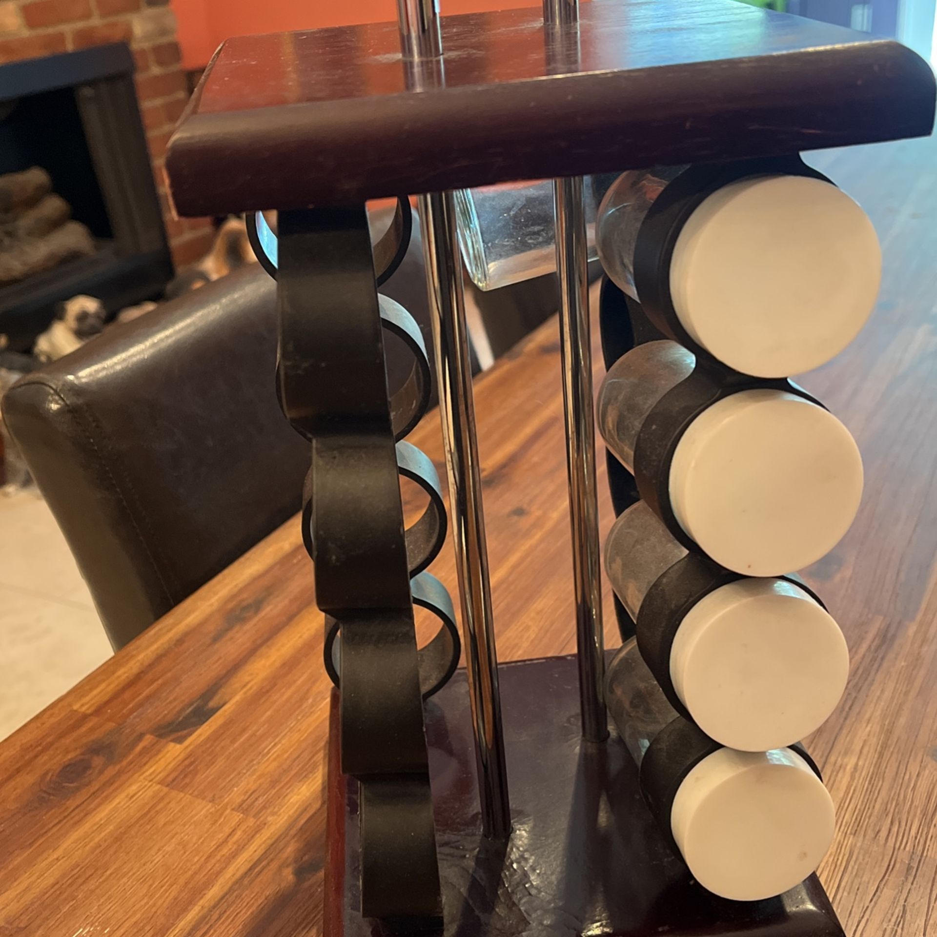 Solid Wood & Chrome Turntable Spice Rack