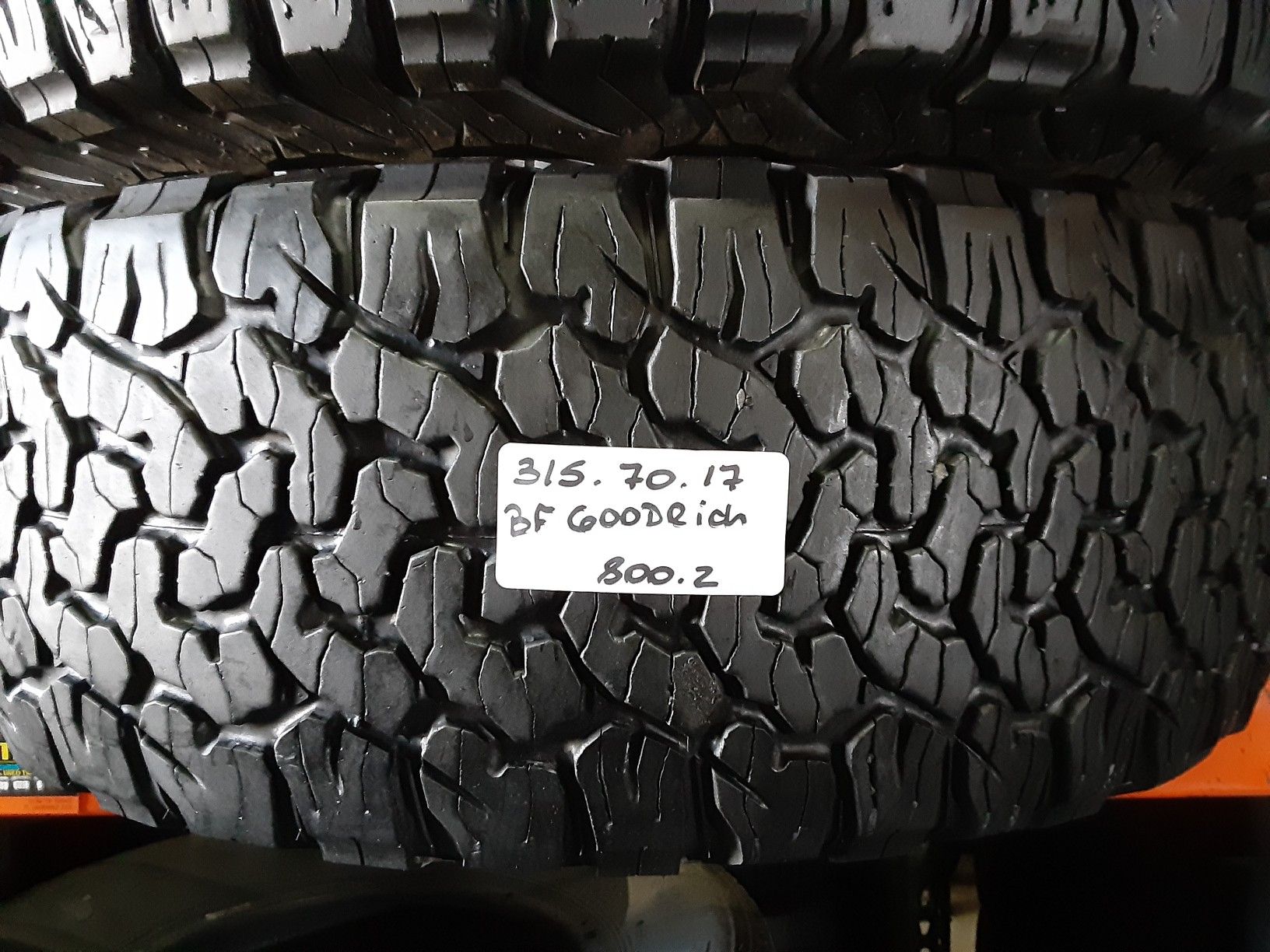 (2) USED TIRES LT315/70R17 BF GOODRICH K02 315/70R17 ALL TERRAIN TIRES