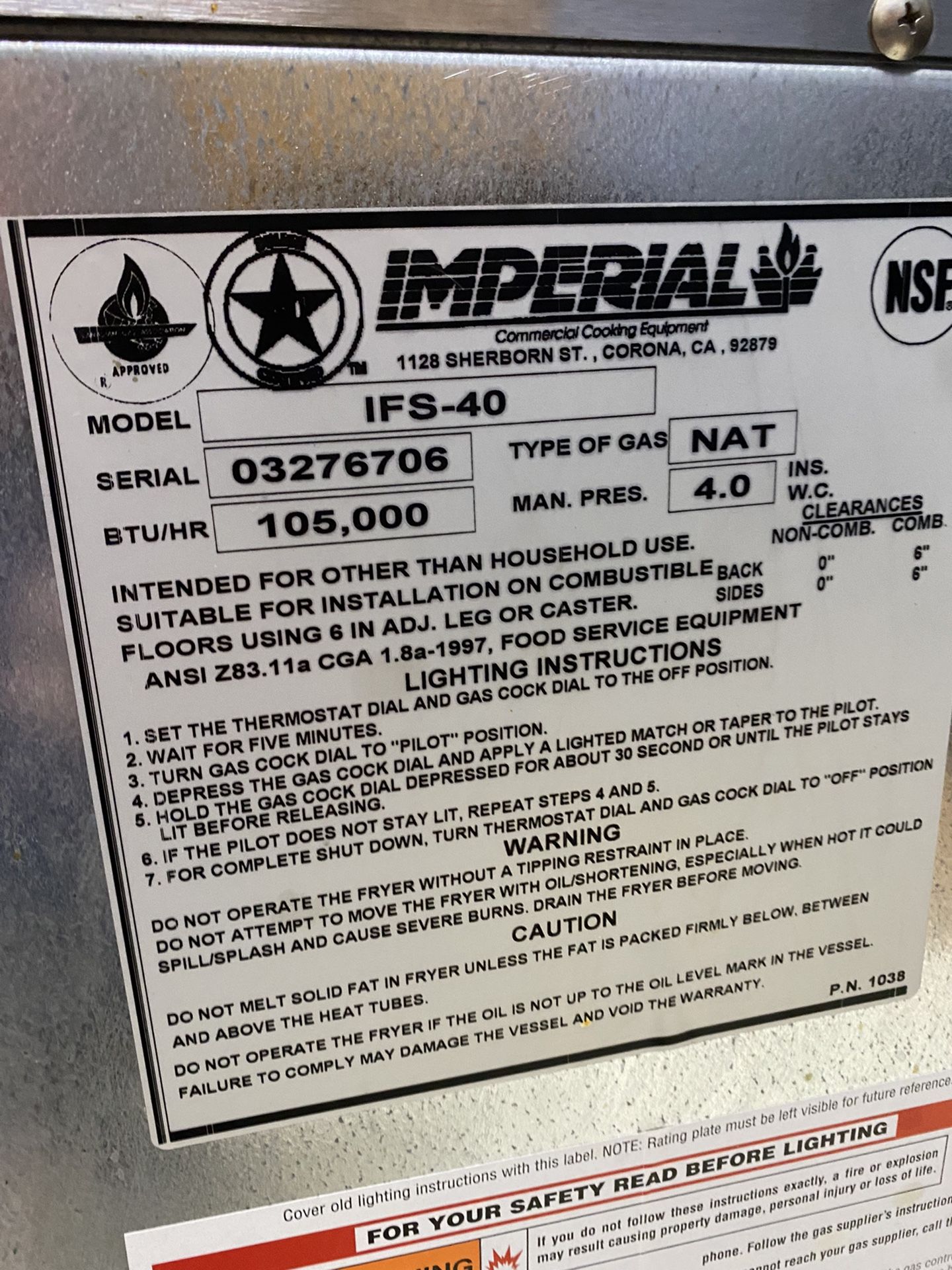 Imperial Gas Fryer