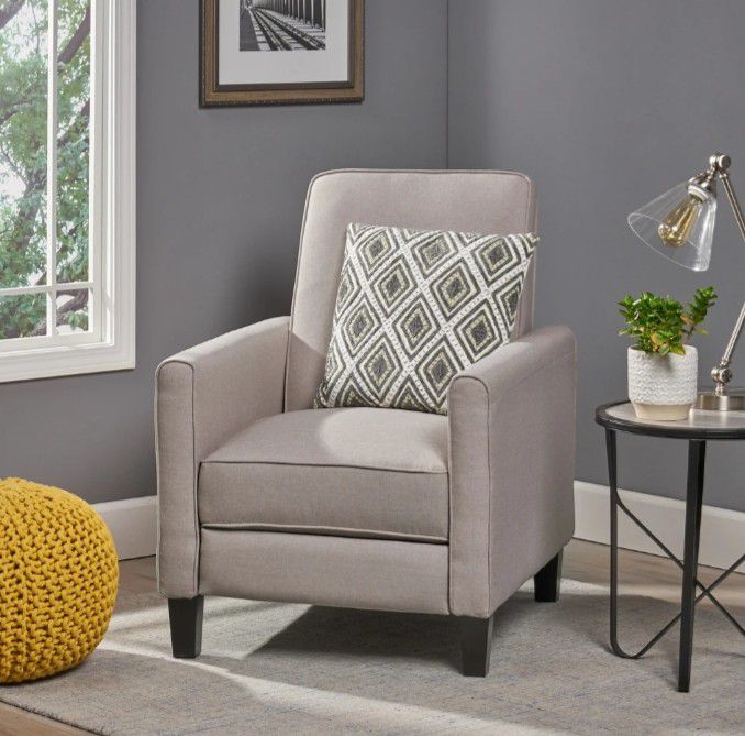 Fabric Recliner Chair for Living Room Light Gray Color