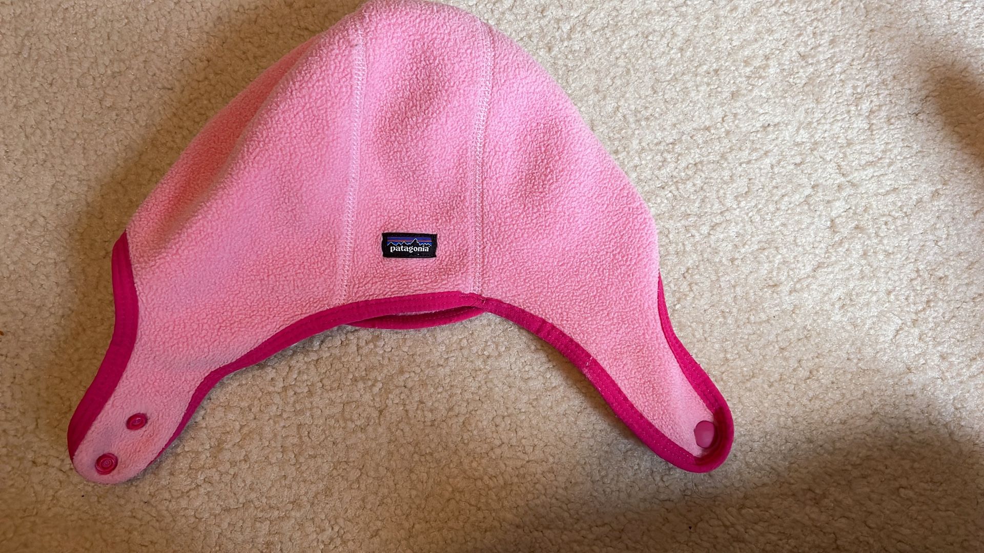 PATAGONIA Baby Girl Toddler Sherpa Fleece Winter Hat Ear Flaps, 2-3T