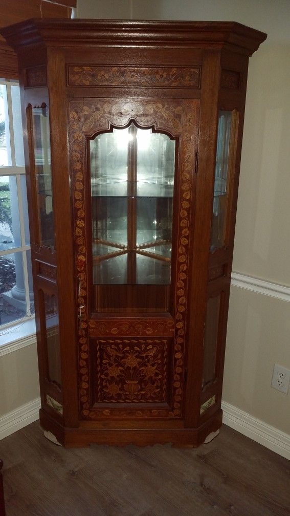Antique Marquetry Corner Cabinets