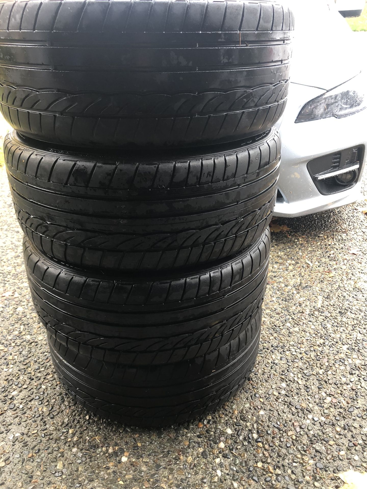 5x100 235 45 17 Subaru Factory Rims And Tires As Is On Picture Dunlop SP SPORT 01 Priced To Sell