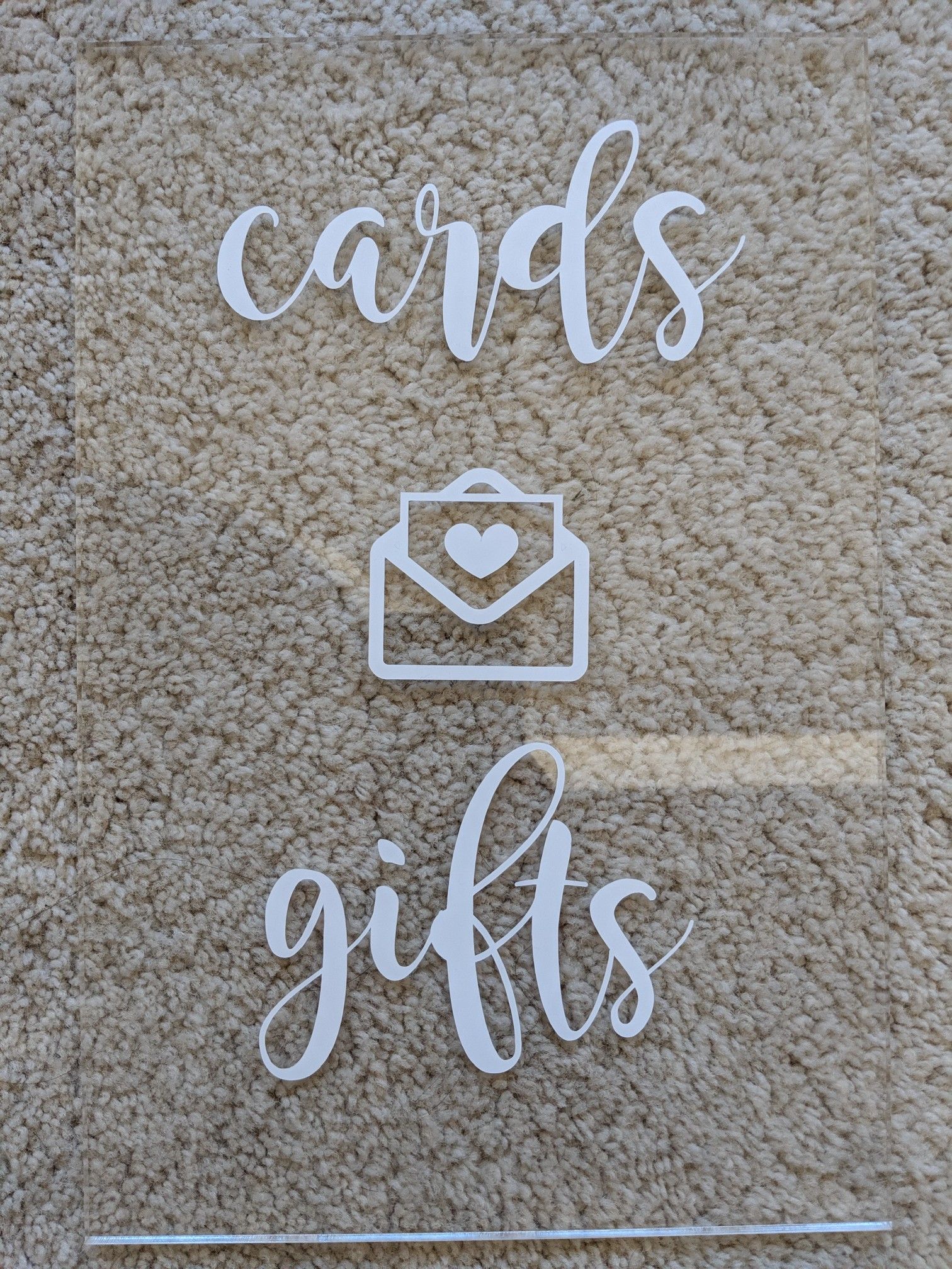 Acrylic Gift Sign w/Vinyl Lettering