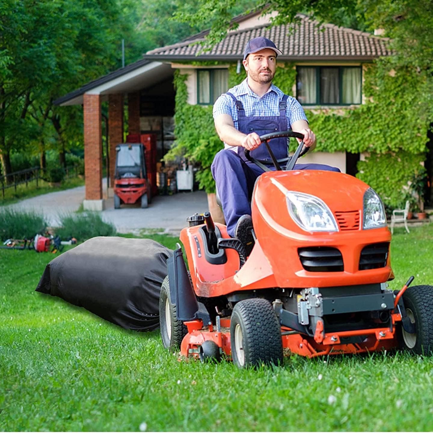 Tqehs Latest Upgrade Leaf Bag for Lawn Tractor with Vent Holes and Bottom Zipper, 54 Cubic Feet 420D Opening Garden Lawn Mower Leaf Bags for Garden Le