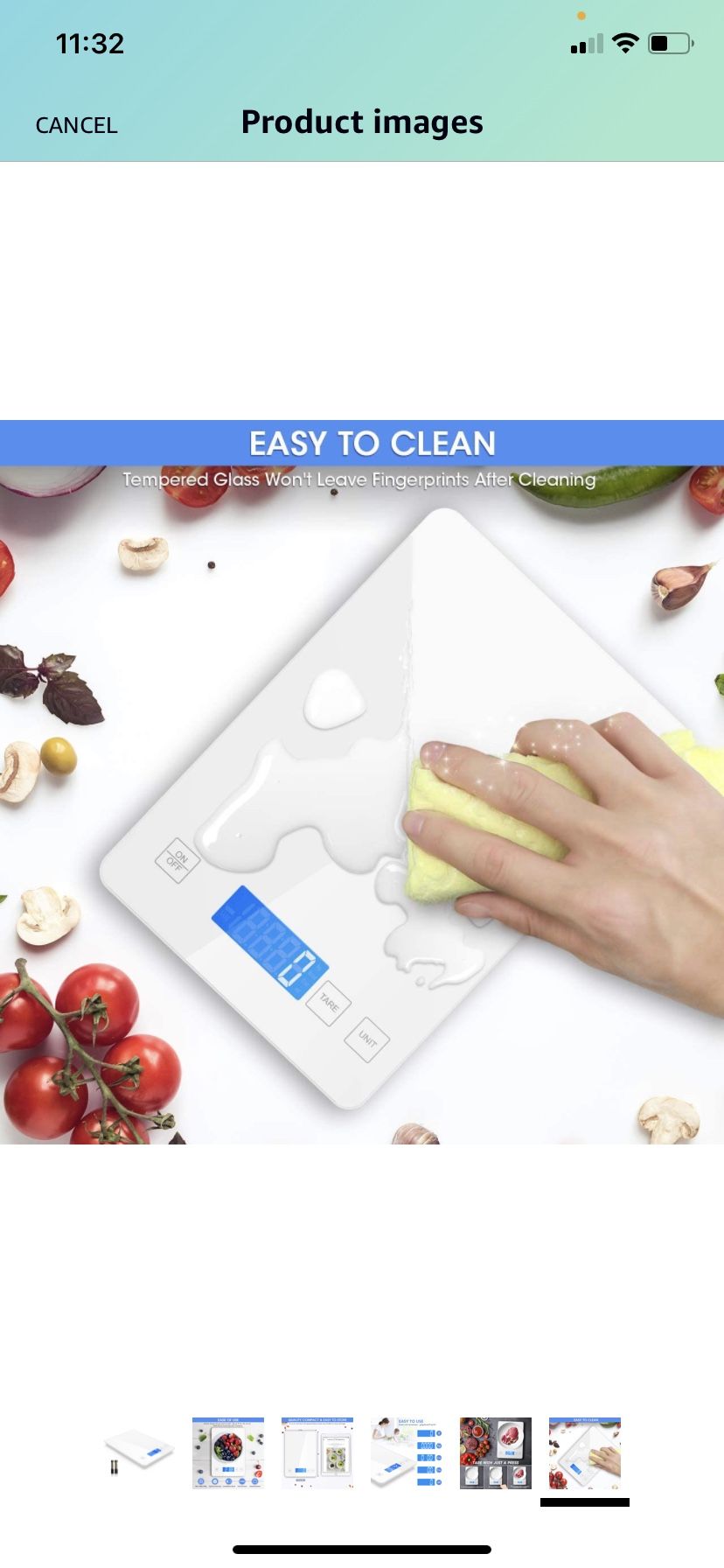 Nicewell Food Scale, 22lb Digital Kitchen White Scale Weight Grams and oz for Cooking Baking, 1g/0.1oz Precise Graduation,Tempered Glass Scale