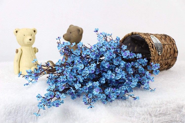 Cloth Artificial Flowers 6 Bundle European, Color: Blue-6pcs