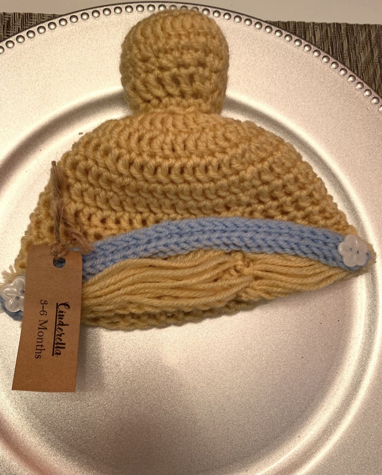 Baby Girl Cinderella Handmade Wig/hat (3-6 Months Size)