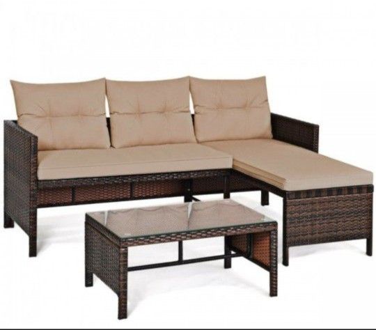 8 Piece-Rattan-wicker-patio-conversation-set-with-beige-cushions