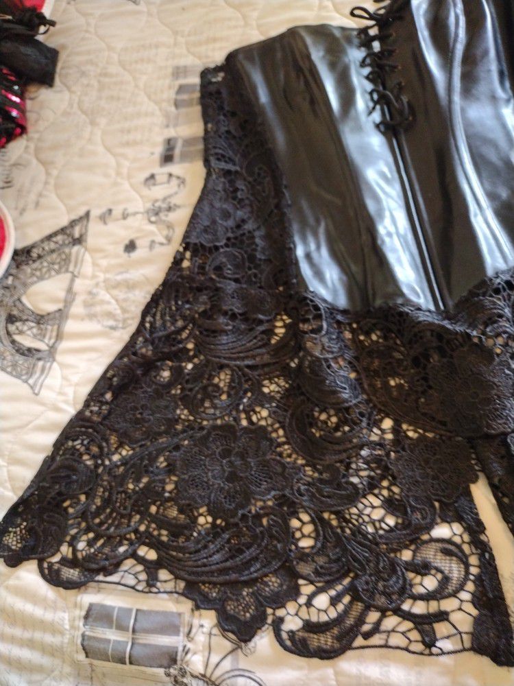 Brand New. Tags Attached. 2 XL Black Lace Corset Dress 