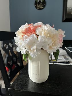 Flower Decoration with glass white jar Thumbnail