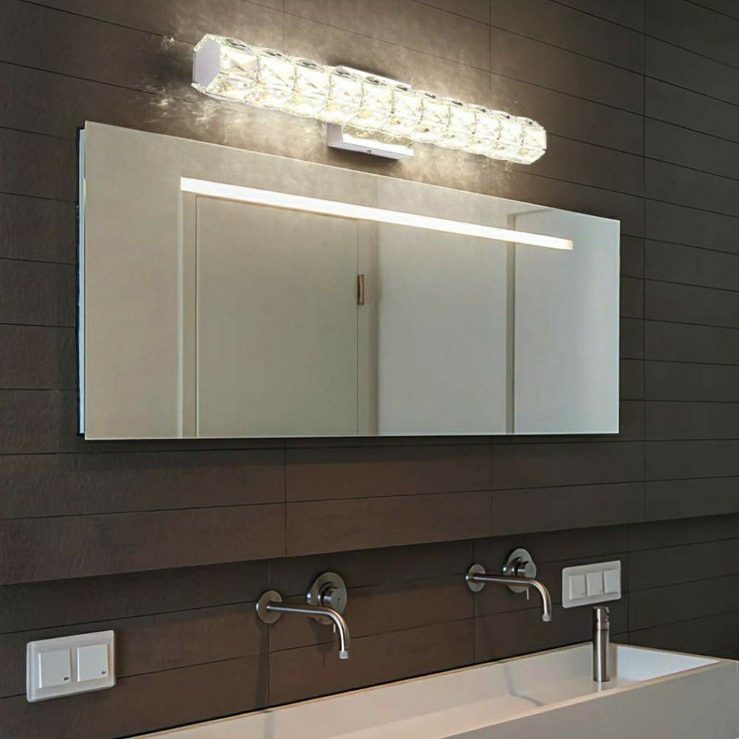 JOOSSNWELL Crystal Glass LED Bathroom Lighting 12W Vanity Light ...