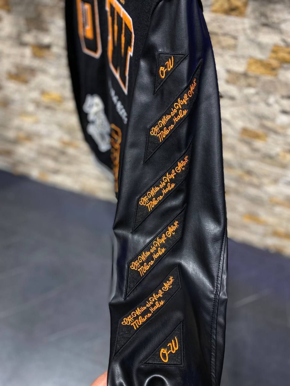 Off-White varsity leather jacket