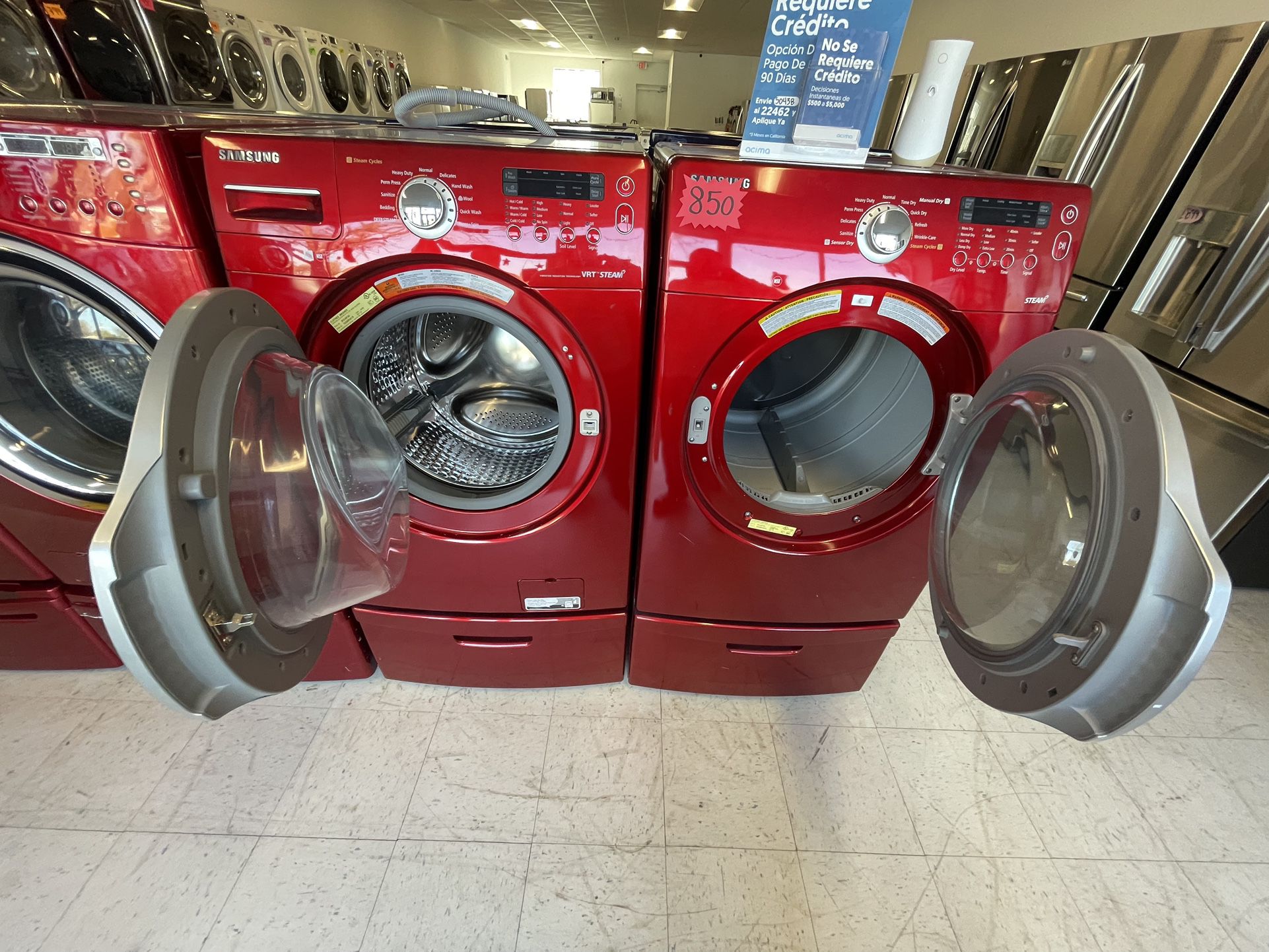 Samsung Front Load Washer And Electric Deyer Set With Pedestal Used Good Condition With 90days Warranty 