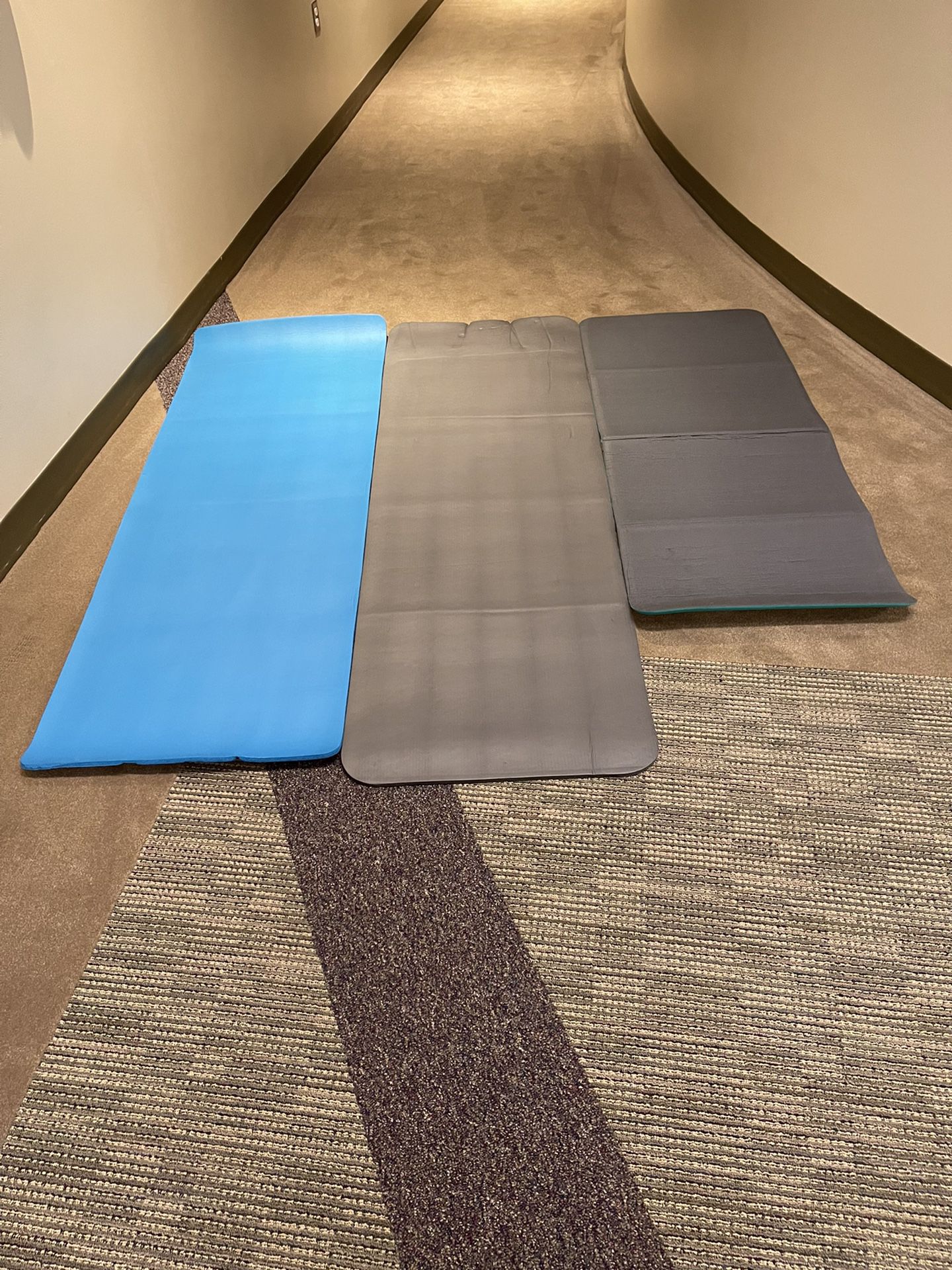 THREE (3) LARGE, THICK EXERCISE / WORKOUT / YOGA MATS - price for ALL THREE (3) TOGETHER is firm