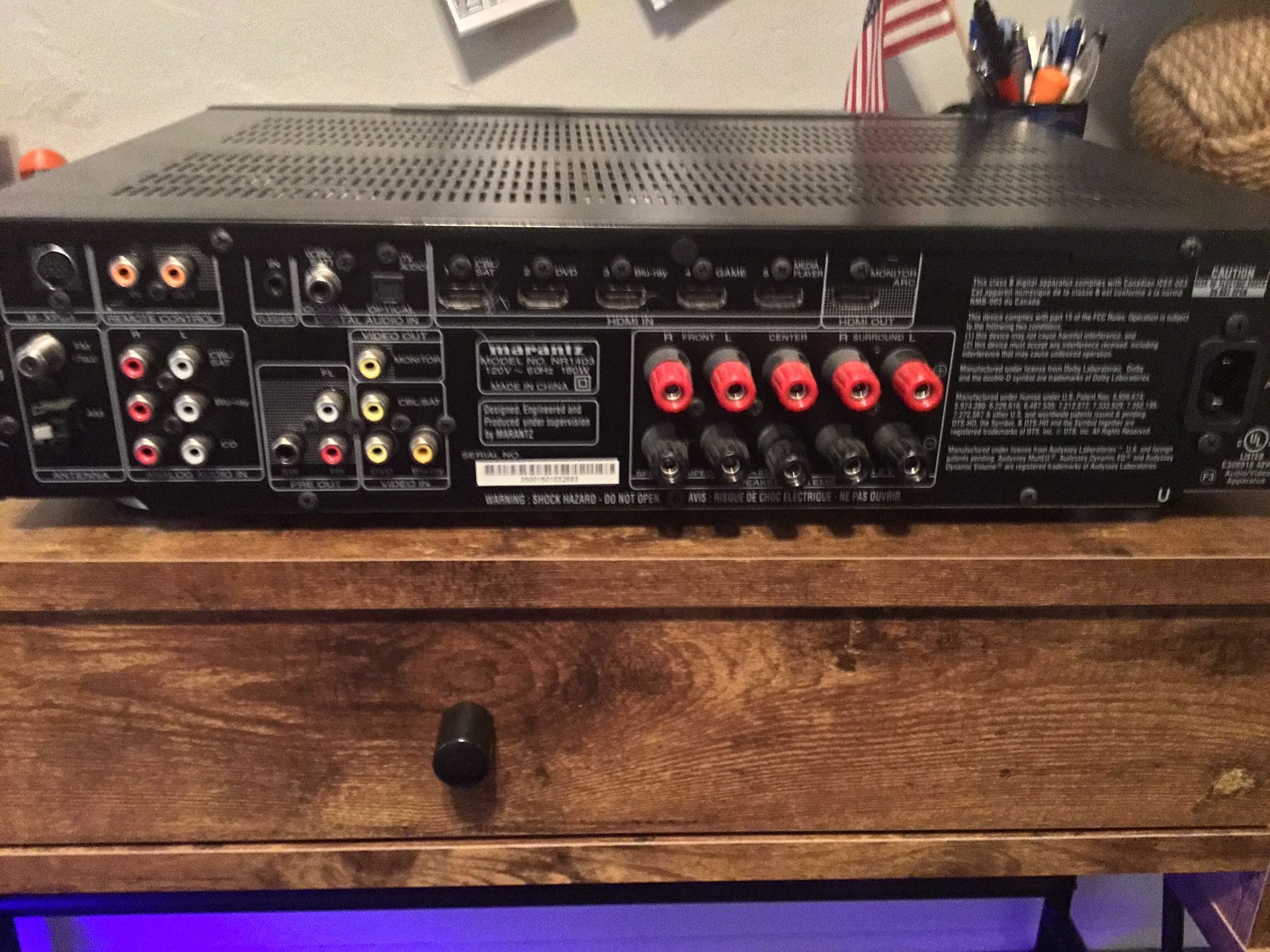 Marantz NR1403 receiver. 5 channel surround. 6 HDMI inputs/ 1 output ...