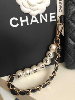 New Chanel Black Purse With A Pearl Hand Strap, Includes Chanel Box,  VIP GIFT Thumbnail
