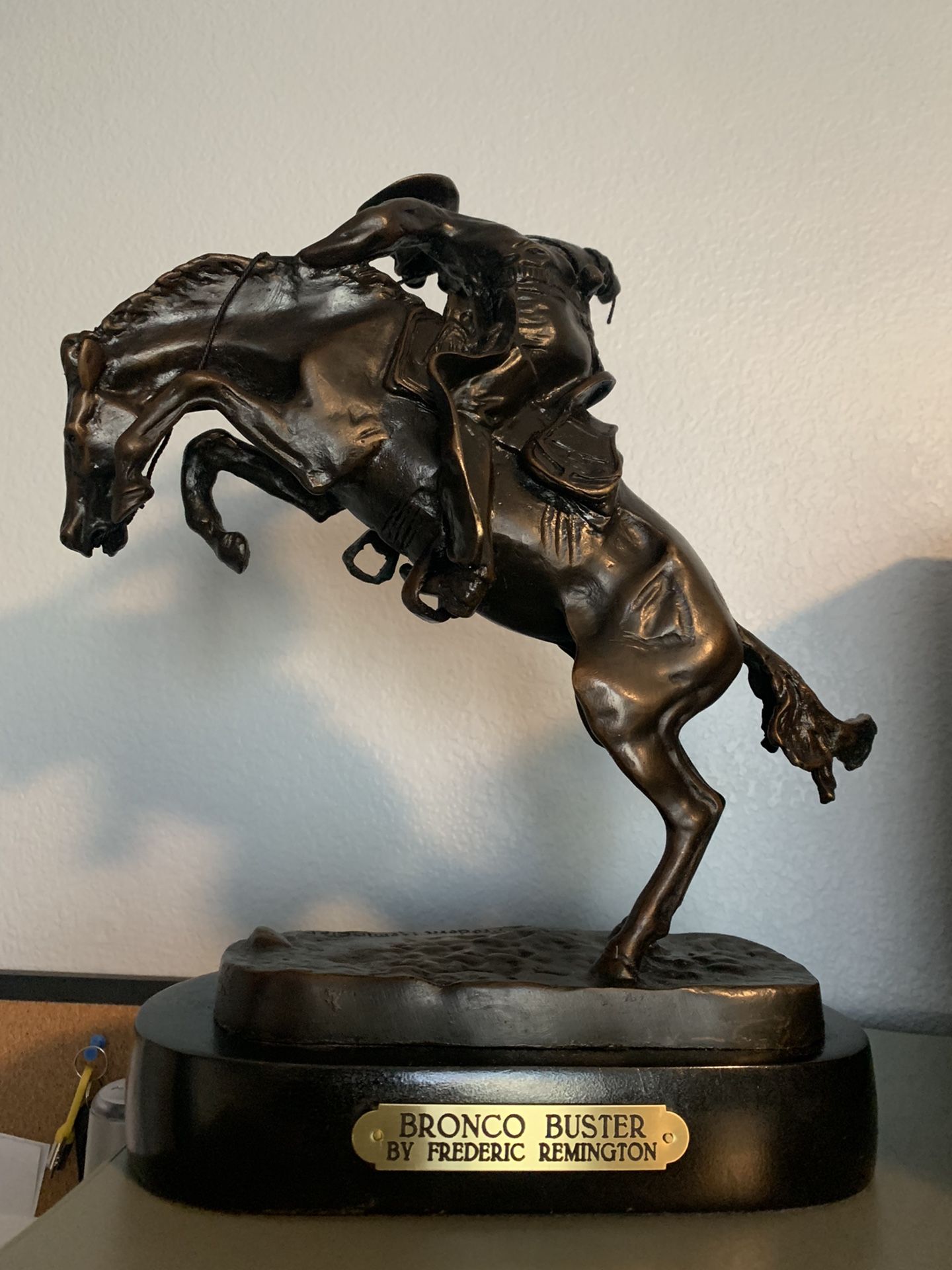 Frederic Remington Solid Bronze Bronco Buster Art Sculpture for Sale in