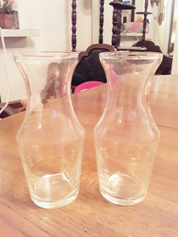 Pair Of Beautifully Etched Personal Carafes - 6 1/2"H - Both For $8 Or $5 Each Thumbnail