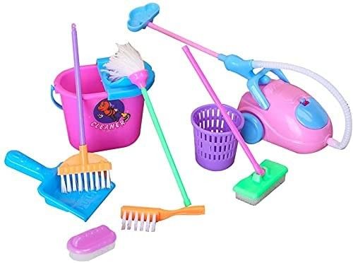 E-TING Miniature Mop Dust Pan, Brush, Broom, Bucket Doll Housework Cleaning Set Dollhouse Accessories for 7