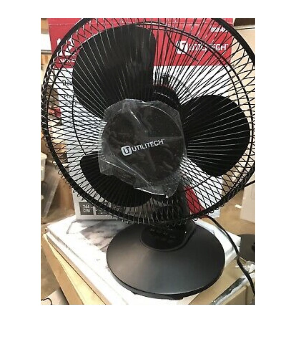 utilitec 12-Inch Three-Speed Oscillating Desk Fan New