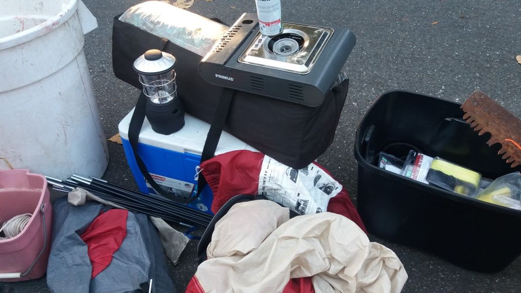 Complete camp set. Tent tarp stoves lantern! $75.00