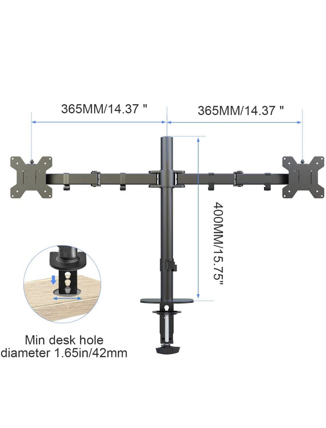 Dual Fully Adjustable Monitor Arm Stand Mount 