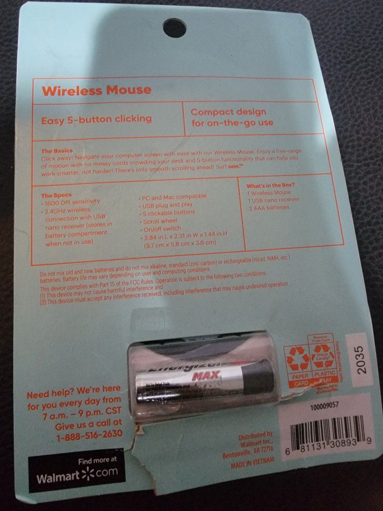 Wireless Mouse Comes With Battery 