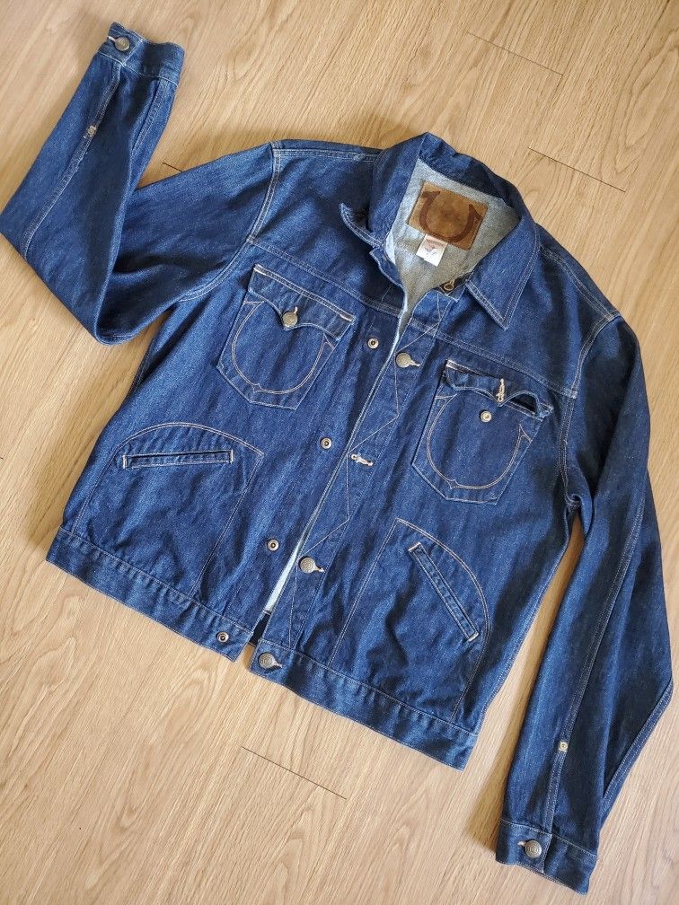 MENS TRUE RELIGION DENIM JEAN JACKET SIZE 2XL XXL