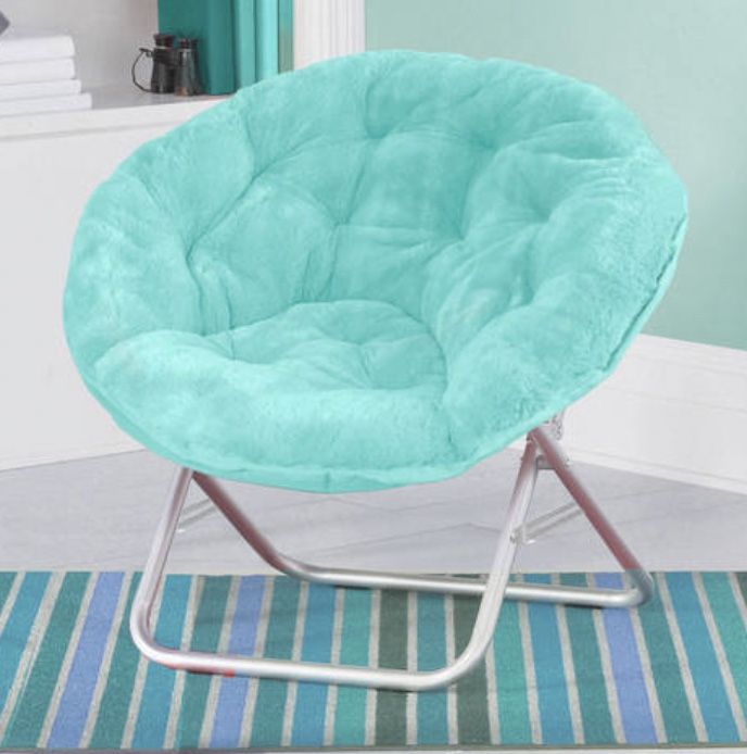 Mainstays Faux Fur Saucer Chair, Aqua Teal -