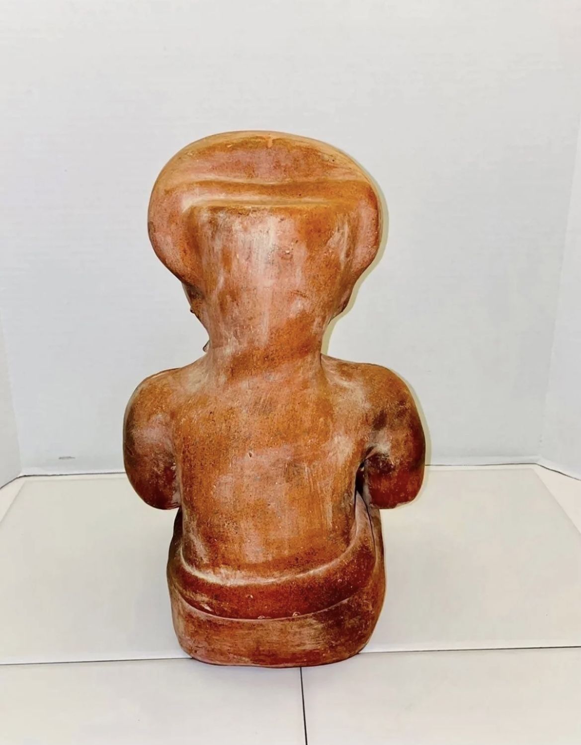 RARE Vintage MCM Mid Century Large 16” Mayan Son god “Idolo Del Sol” Mexican Folk Art Hand Painted Terracotta Clay Pottery Art Sculpture