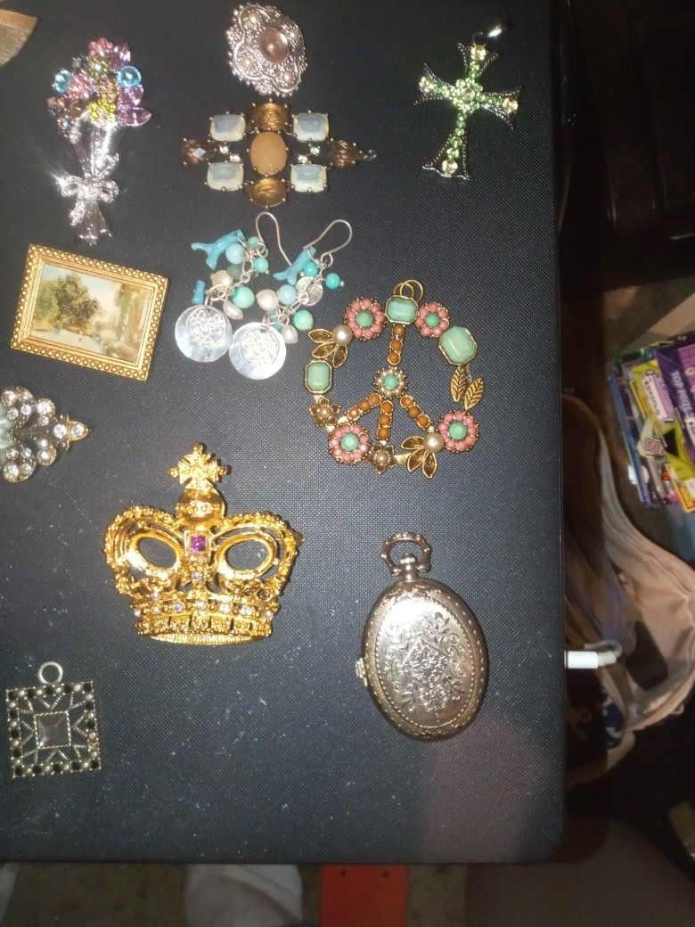 Broach And Pendant. Costume Jewelry Lot