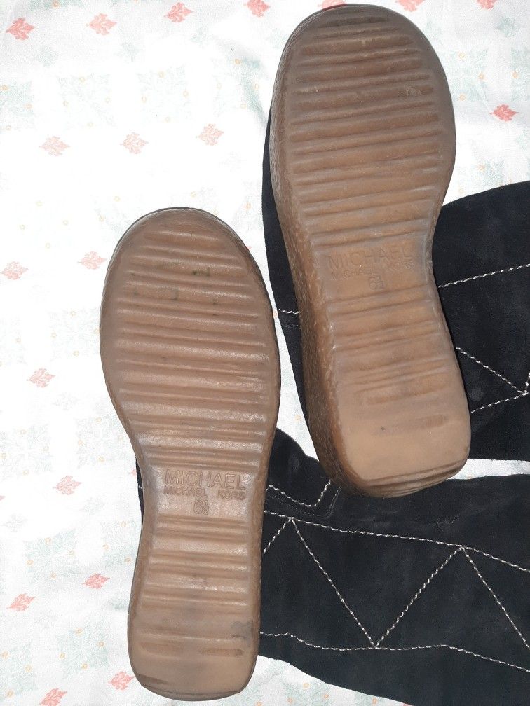 Michael Kors Black Suede Wedge Boots