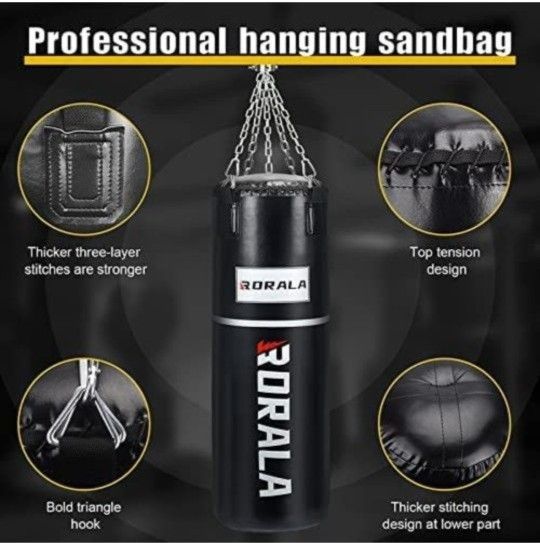 (🆕inbox)Boxing Punching Bag Filled 70 pound for MMA, Muay Thai, Kickboxing, Workouts, Fitness, Strength Training