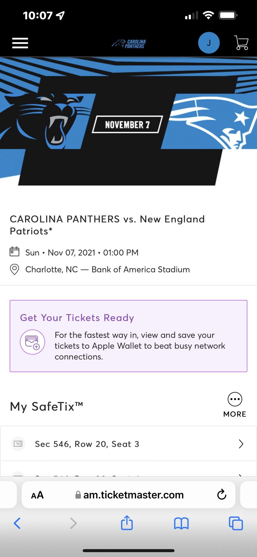 Panthers vs New England Patriots 11/7/21