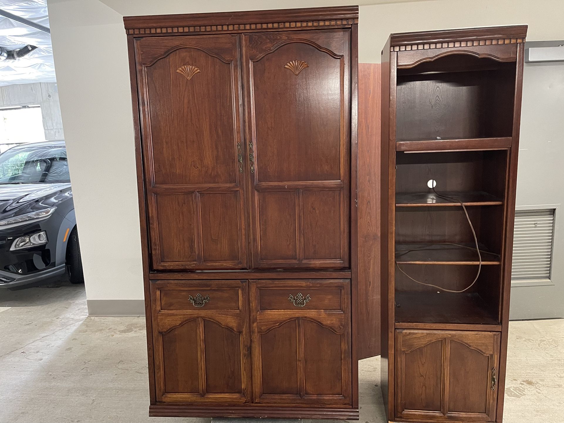 TV stand and shelves for a garage or inside a house