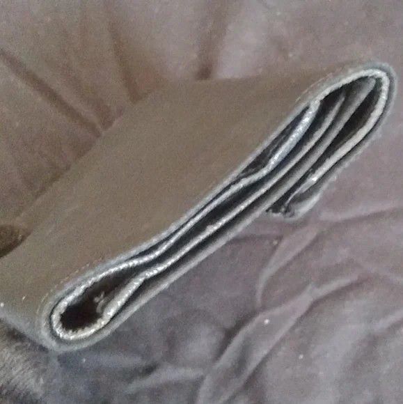Authentic Prada milano black nylon leather silver wallet triangle tessuto
