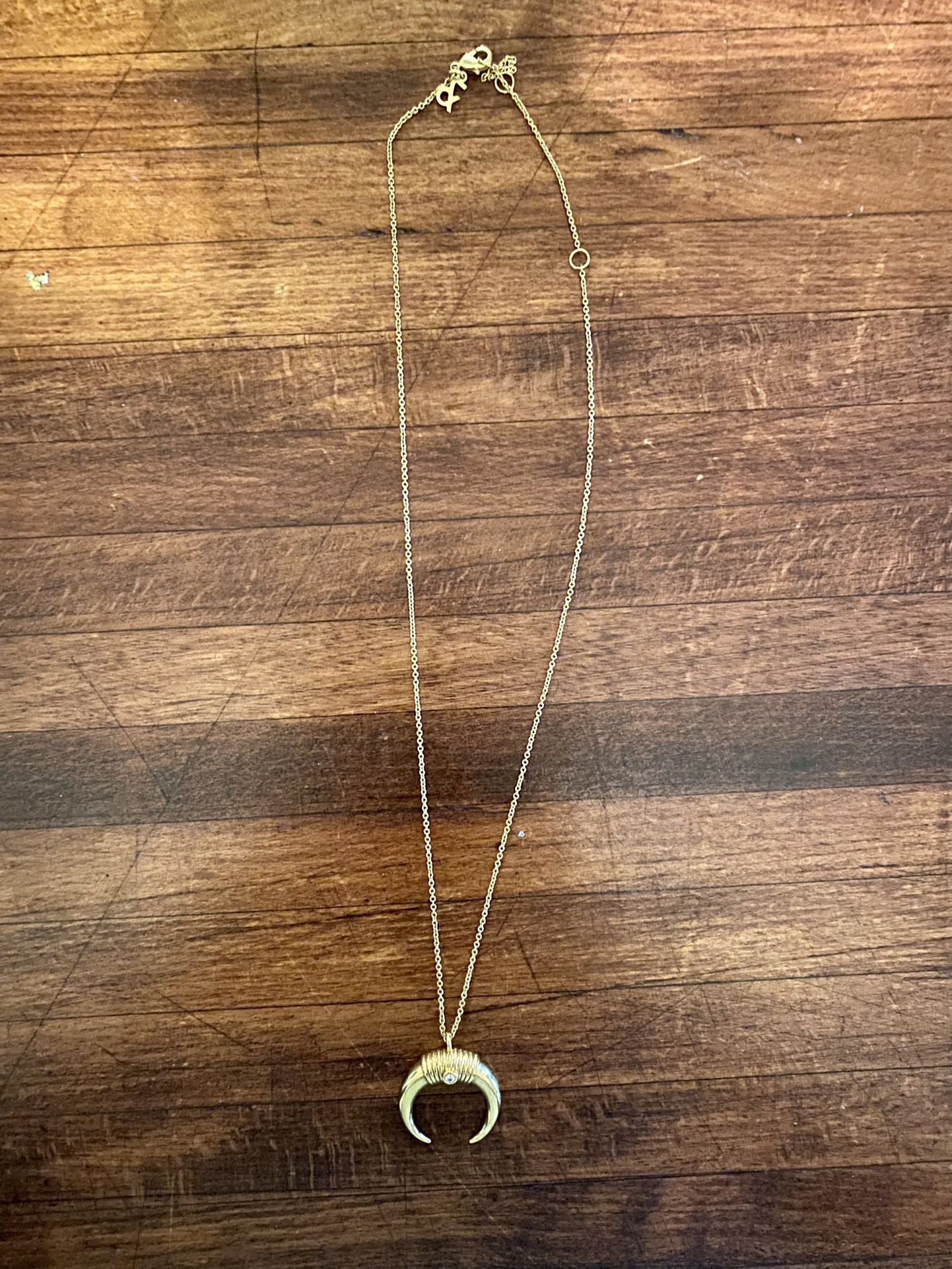 Gold Double Horn Crescent Necklace 