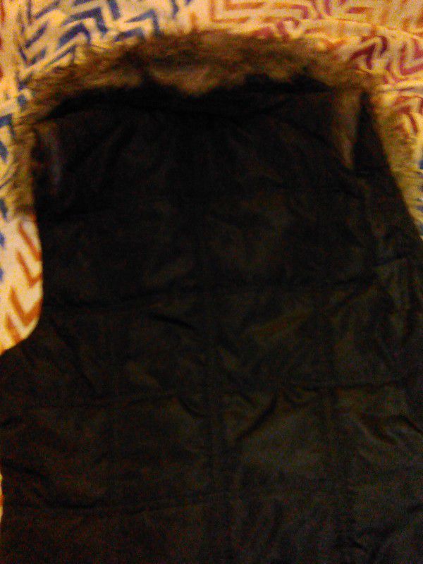 Women's Black/brown Fur Puffy Vest