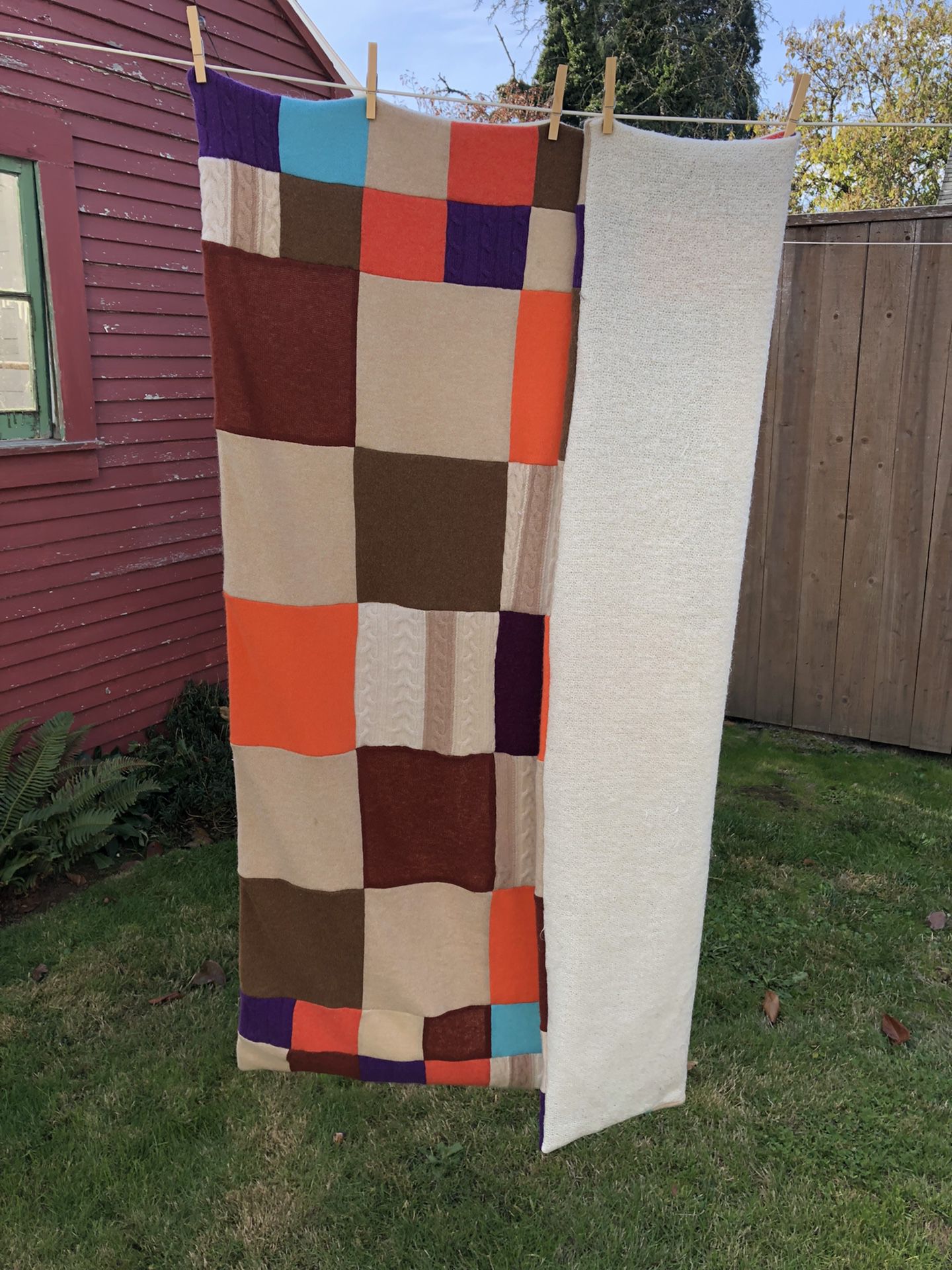 Up cycled cashmere throw blanket