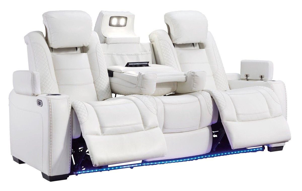 👍Party Time Power Reclining White Sofa
