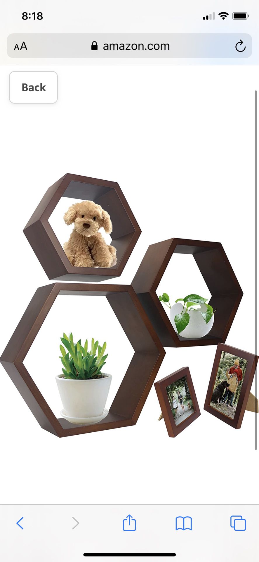 Hexagon Floating Shelves 5Pcs Wall Mounted Set Honeycomb Floating Shelves, 