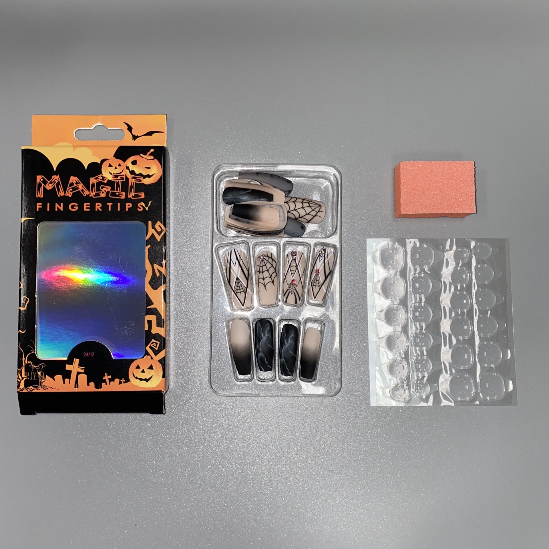 Halloween Press On Nail Tips Pretty - Free Nail Buffer