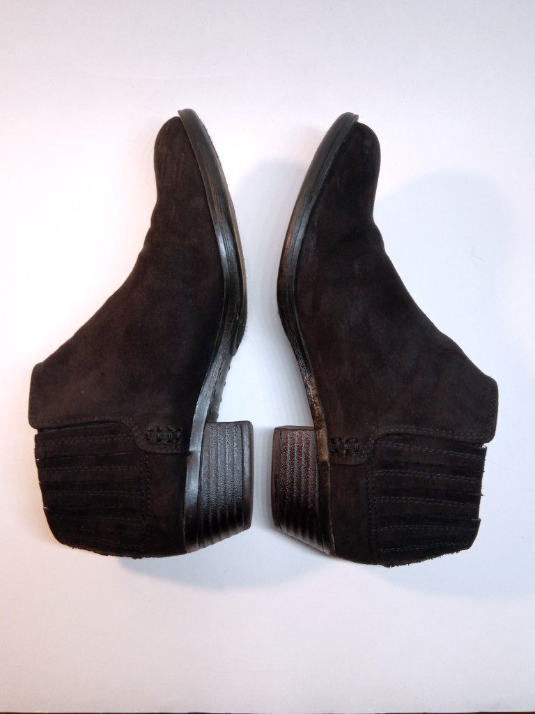 SUGAR Black Low Block Heel Ankle Boots Booties Microfiber Faux Suede Womens 6M